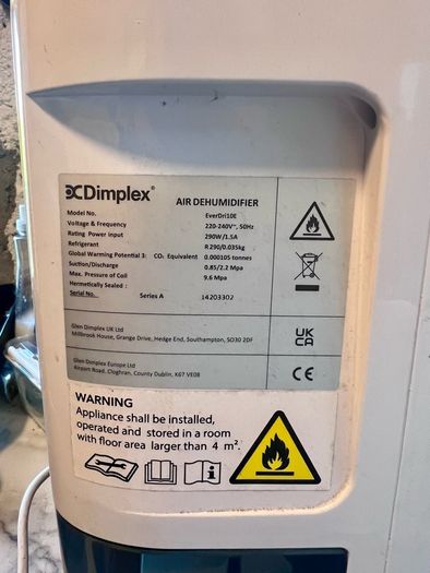 Dimplex Dehumidifier Everdri 10e