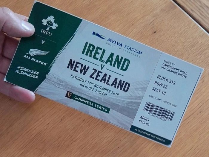 Ireland v New Zealand RUgby Souvenir Ticket Aviva DUblin 2018
