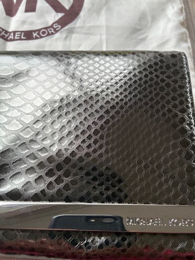 Michael Kors metallic snakeskin effect clutch bag