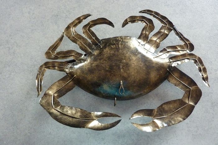 Blue Metal Mosquito Coil Holder Crab