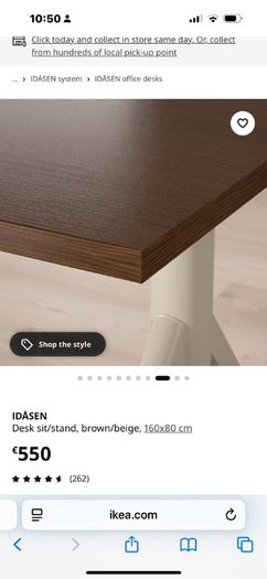 Sitting standing motorised Desk