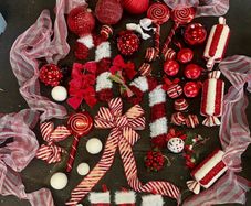 Box of a red & White decorations