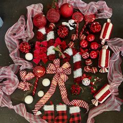Box of a red & White decorations