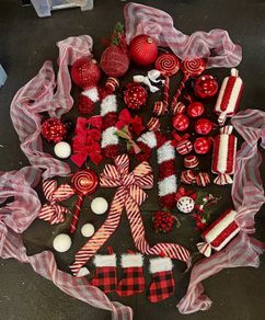 Box of a red & White decorations