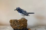 Premium Hand-Carved Sodalite Gemstone Swallow Bird Carving on Raw Mineral Base