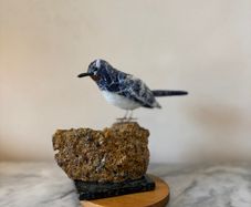 Premium Hand-Carved Sodalite Gemstone Swallow Bird Carving on Raw Mineral Base