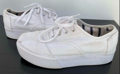 Ladies White Platform Toms
