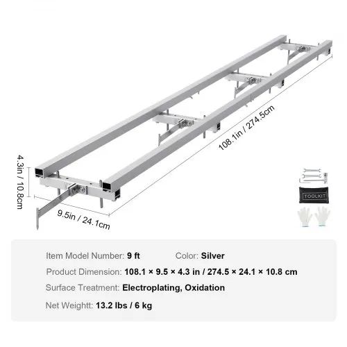 Rail Mill Guide System 2.74 m Chainsaw Milling Rail Guide 4 Crossbar Kits