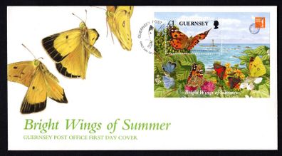1997 Guernsey Endangered Species Butterflies and Moth Miniature Sheet Commemorative Stamps Official First Day Cover (FDC)