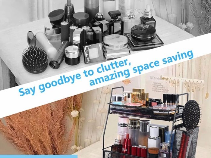 Countertop organizer for bathroom counter, the organizer for bedroom, spice rack organizer for kitchen counter shelf with small basket