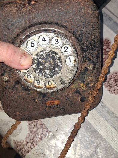 2 Black Metal Rotary Dial Telephone, Military Grade Version of their standard tabletop 1930s rotary sets