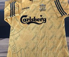 Huge 1990 80s vintage liverpool and some vintage Ireland soccer gear signed gear etc