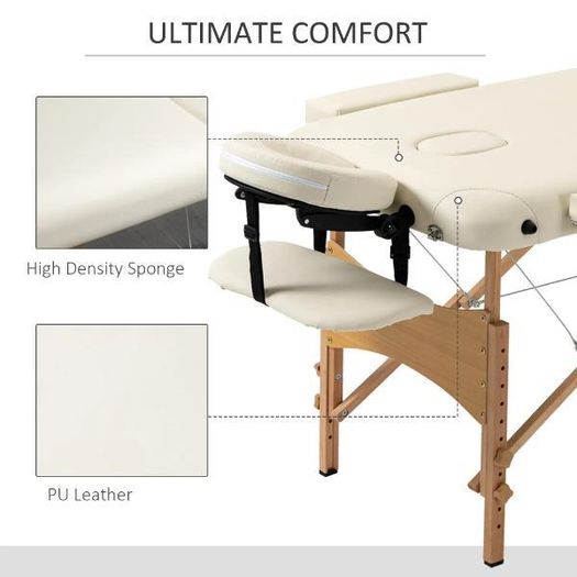 Portable Massage Table Folding Spa Beauty Therapy Bed Cream