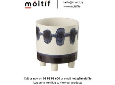 Flower Pot Small - White/Blue