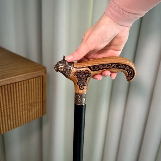 Unique Handmade Walking Stick, Kitty with Celtic Knot Handle, Never Used