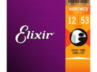 main image for ad Elixir Nanoweb 12-53 Phosphor Bronze 16052 Acoustic Guitar Strings