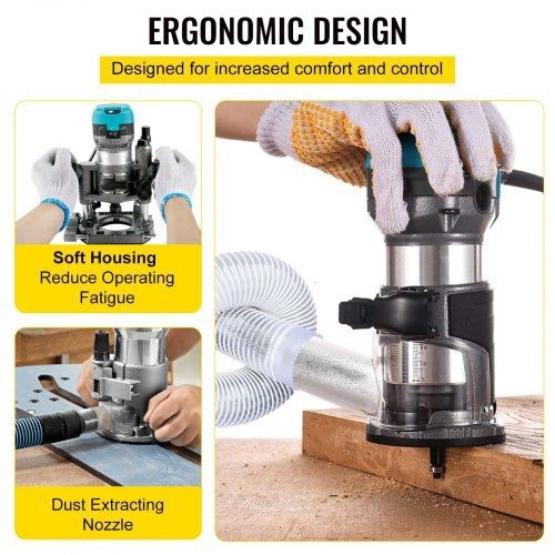Router Tool, 710W Wood Router, Router for Woodworking w/ Three Router Collets, Wood Router Tool w/ Tilt & Plunge Base, Woodworking Router w/ Aluminum Shell and 13000 - 33000 r/min Rotating Speed (FREE SHIPPING)