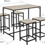 Industrial Bar Table & 4 Stools Set Natural Oak Colour Image 5