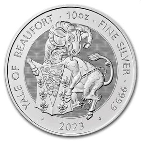 2023 UK 10 Pounds 10 oz Silver Bullion Coin - Tudor Beasts Yale of Beaufort  BU (In Capsule)