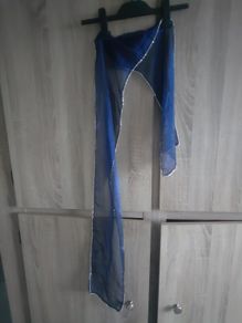 Decorative scarf shiny navy with silver beads