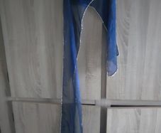 Decorative scarf shiny navy with silver beads