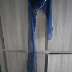 Decorative scarf shiny navy with silver beads