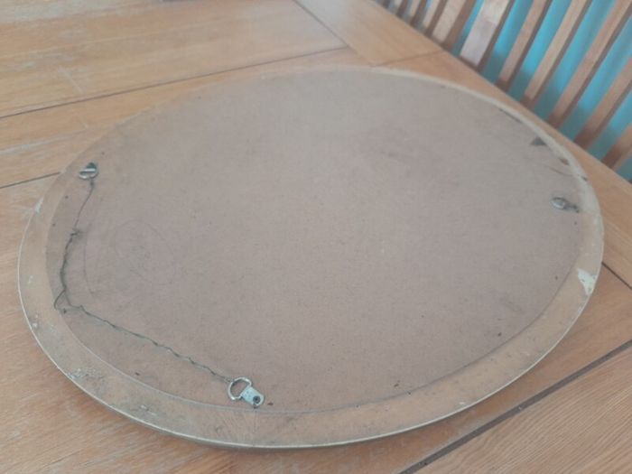 Vintage Ornate Gold Gilt Wood Oval Mirror. Bevelled Glass. 50cm x 60cm