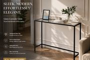 Console table black with tempered glass surface