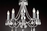 Maria Theresa Crystal Chandelier, Clear Droplet Glass Ceiling Light with 5 Lights, Chrome LED Pendant Lighting Fixture for Dining Room, Living Room, Hallway, Stairway Size D50cm H55cm Chain 60cm (FREE POSTAGE)
