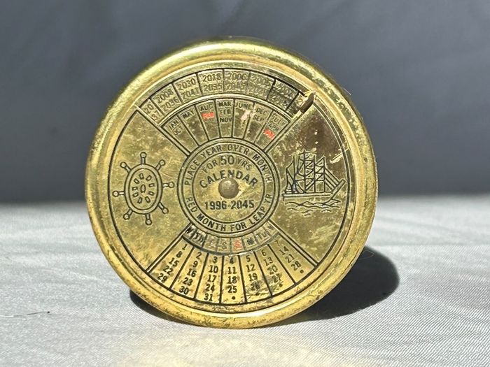 Brass 50 Year Perpetual Calendar 1996-2045 - Nautical Paperweight