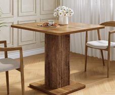 Dining Table, 90 cm x 80 cm x 75 cm, Small Kitchen Table, Wooden Dining Room Table for 2-4 People with Ribbed Base