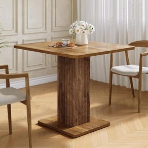 Dining Table, 90 cm x 80 cm x 75 cm, Small Kitchen Table, Wooden Dining Room Table for 2-4 People with Ribbed Base
