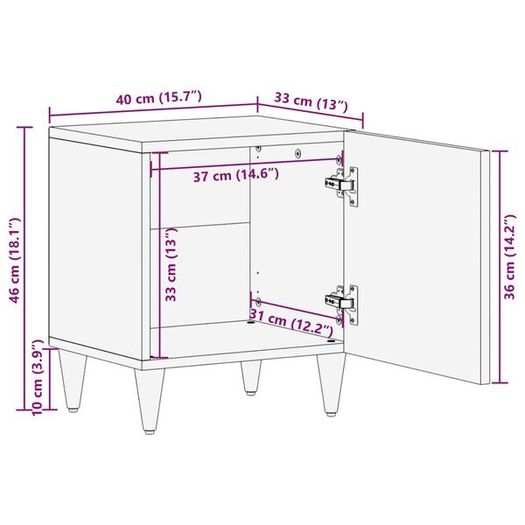 Bedside Cabinet 2 pcs Brown 40 x 33 x 46 cm Solid Mango Wood