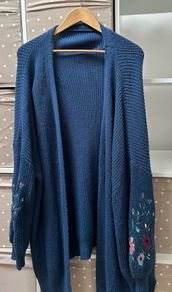 Blue embroidered cardigan