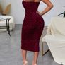 Bandeau style wine animal print dress, size 10 Image 2