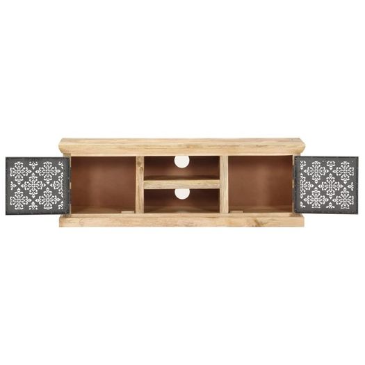 TV Cabinet with Steel Doors 120x30x40cm Solid Mango Wood