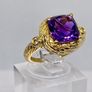 Sterling silver 925 Moroccan Amethyst, White Zircon Solitaire Ring in 18K Vermeil Yellow Gold Plated Sterling Silver Image 2