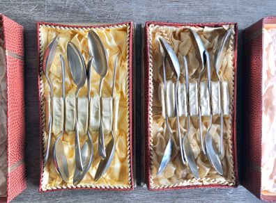 2 x Sets Vintage Newbridge Nickel Silver Teaspoon Sets