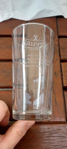 Gillespies malt stout pint glass,official beer to the open championship at royal Lytham & St. Anne's 18th to 21th ,1996,,buyer collects or pays postage, collectors item