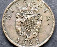 Ireland Excellent Hibernia 1822 Half Penny coin