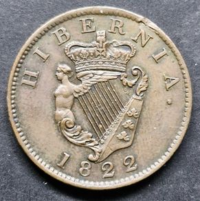 Ireland Excellent Hibernia 1822 Half Penny coin