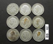 Great Britain. George V. 9 Silver@6 pence Run of the years (1928-1936)#2