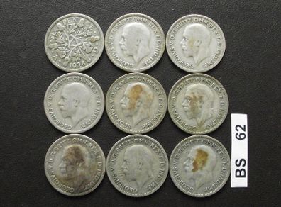 Great Britain. George V. 9 Silver@6 pence Run of the years (1928-1936)#2