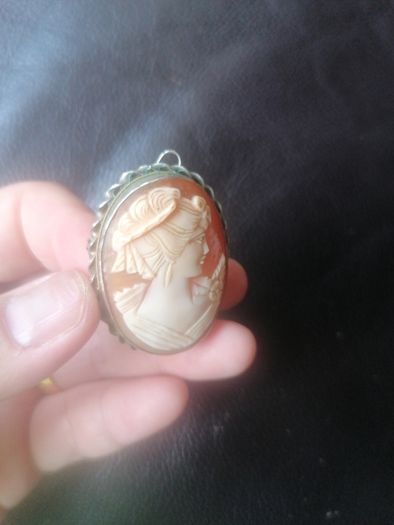 Vintage Large Silver Cameo Pendant&brooch