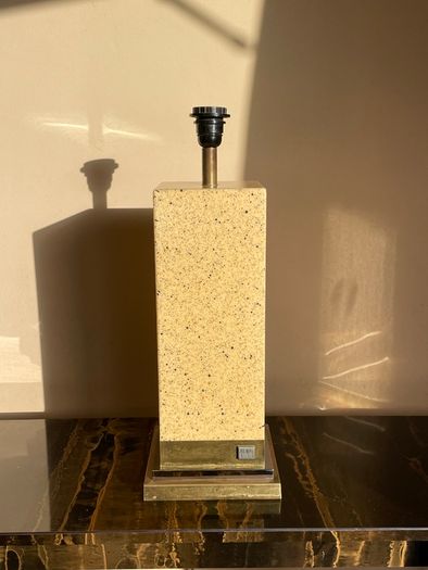 Mid Century French Table Lamp, Vintage Jean Claude Mahey, Lacquer Brass Chrome, 70s