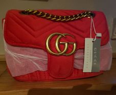 Red Stunning Velvet GG Marmont Shoulder Bag - perfect for Valentine's day