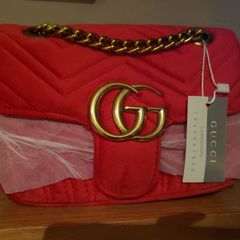 Red Stunning Velvet GG Marmont Shoulder Bag - perfect for Valentine's day