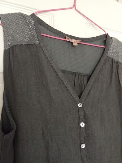 Linen Dress with Sequins