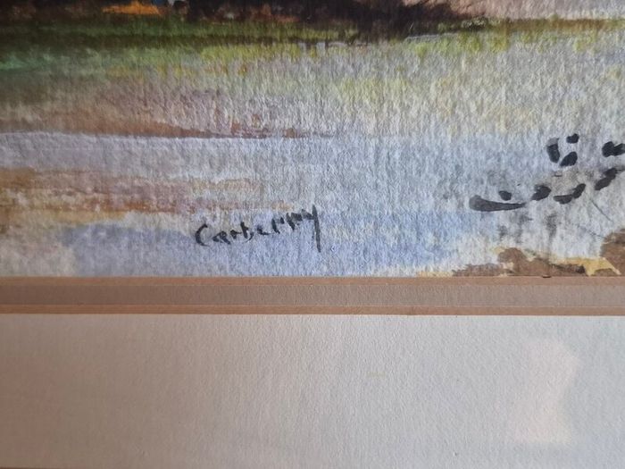Large Framed Signed Carberry Watercolour Landscape 62 x 90 cm