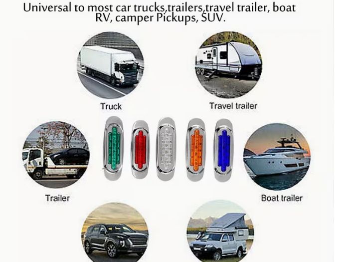 6pcs LED Side Marker Lights for Trucks & Trailers - 16 LEDs, Dual Mode (Steady On + Flash),